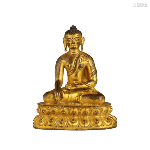 16世紀 銅鎏金釋迦牟尼佛像