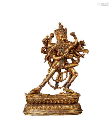 17世紀 西藏銅鎏金勝樂金剛像