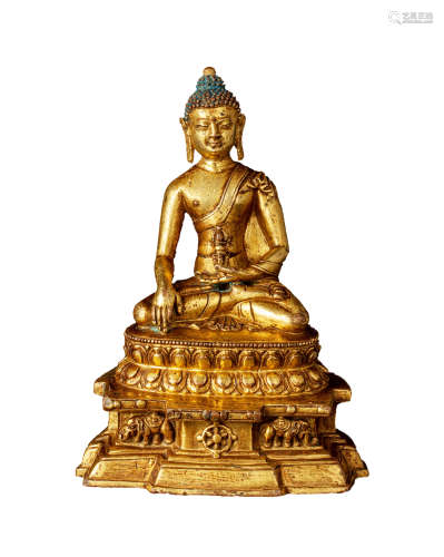 15世紀 西藏銅鎏金阿閦佛