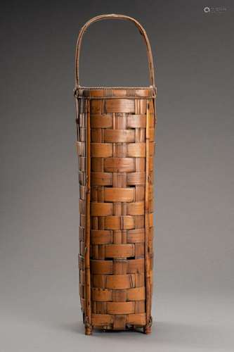 A TALL BAMBOO HANAKAGO FLOWER BASKET, MEIJI