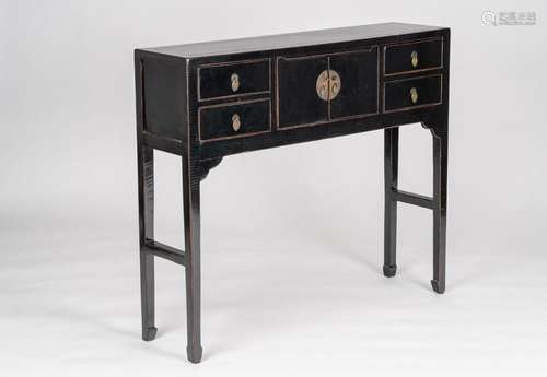 A BLACK LACQUERED CONSOLE TABLE, MEIJI