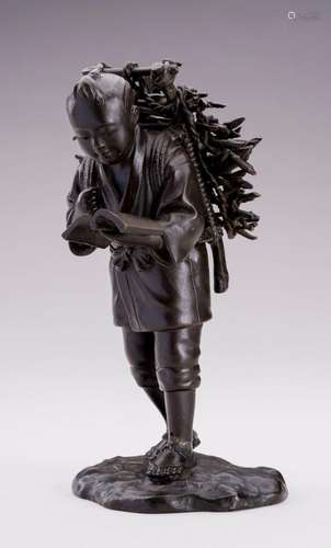 A BRONZE FIGURE OF NINOMIYA SONTOKU, MEIJI