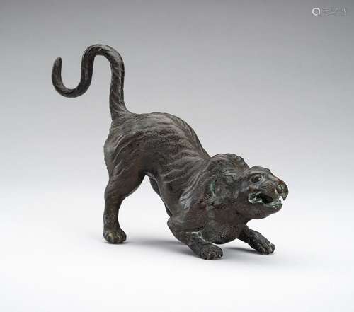 A BRONZE OKIMONO OF A TIGER, MEJI