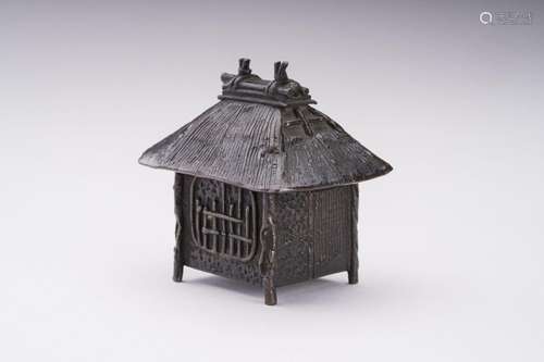 A SMALL CAST BRONZE OF A MINKA FARMHOUSE, MEIJI