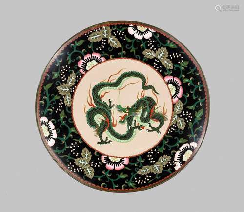 A DRAMATIC CLOISONNÉ-ENAMEL DRAGON PLATE