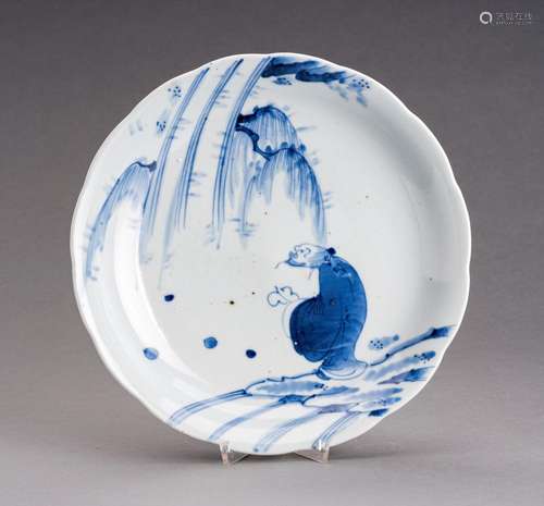 A BLUE AND WHITE ARITA PORCELAIN DISH \'LI BAI\', EDO