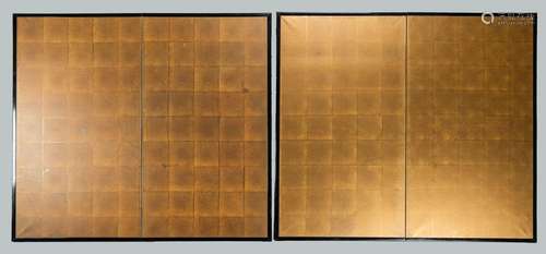 A PAIR OF TWO PANEL \'GOLD LEAF\' SCREENS, EDO