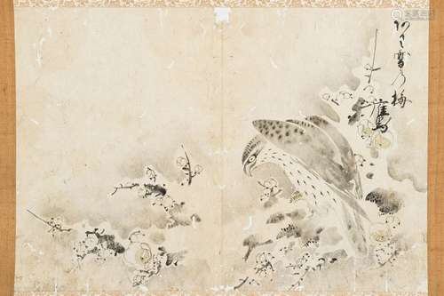 A SCROLL PAINTING OF A FALCON, EDO PERIOD