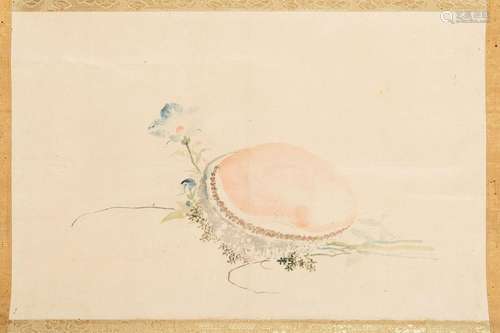 A SCROLL PAINTING OF AN AWABI SHELL, 19th CENTURY