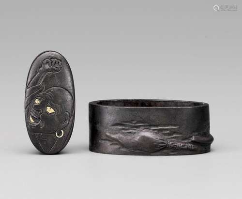 A FUCHI AND KASHIRA WITH DARUMA AND HOSSU