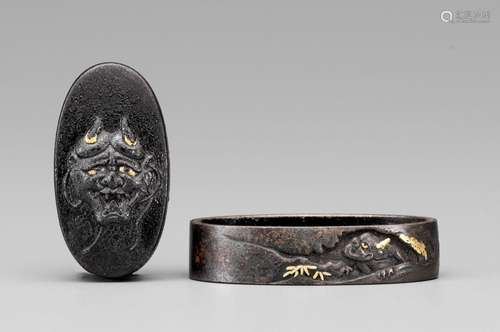 A FUCHI AND KASHIRA WITH ONI ADN HANNYA MASK