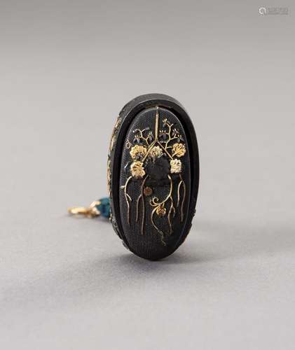 A FINE FUCHI AND KASHIRA WITH BELL FLOWERS