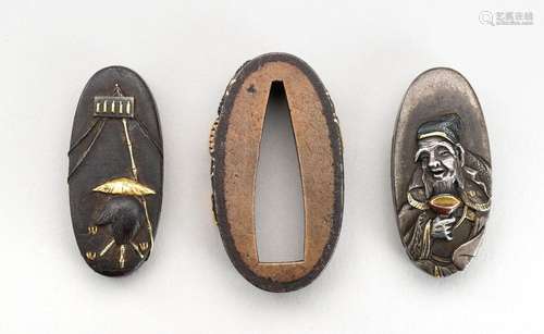 A GROUP OF TWO KASHIRA AND ONE FUCHI, 19th CENTURY