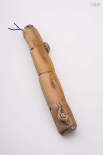 A BAMBOO YATATE (PORTABLE WRITING SET) WITH SNAILS, MEIJI