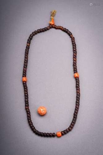 Ɏ A LOT WITH A 108-BEAD MALA AND A CORAL BEAD