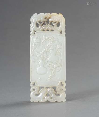 † A WHITE JADE \'DOUBLE GOURD\' PLAQUE, 1930s