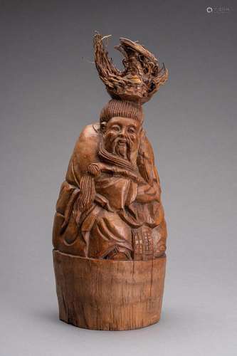 A BAMBOO CARVING OF SHOULAO, c. 1920s