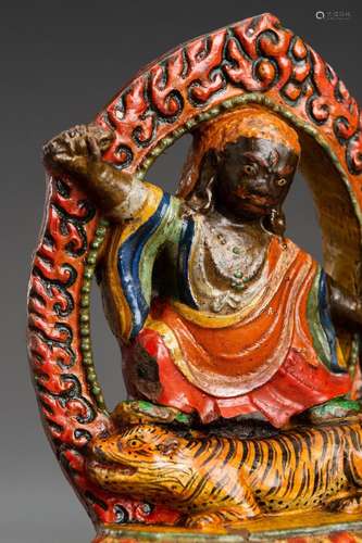 A POLYCHROME TERRACOTTA TSA TSA OF DORJE DROLO, 19th CENTURY