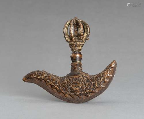 A BRONZE KARTIKA FLAYING KNIFE, 19th CENTURY