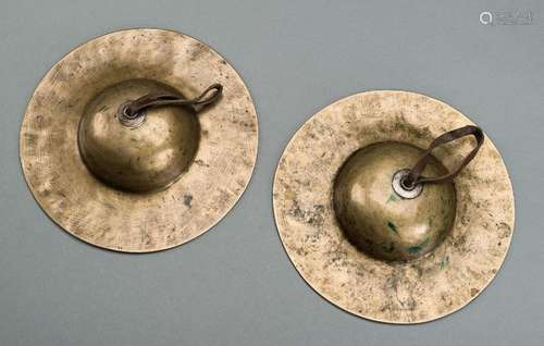 A PAIR OF BRONZE CYMBALS, 19th CENTURY