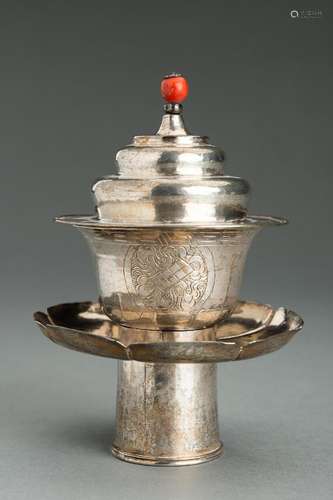 A SILVER BUTTER TEA SET, 19th CENTURY