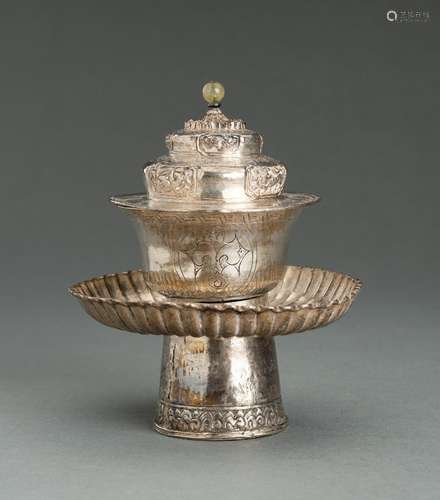 A SILVER BUTTER TEA SET, 19th CENTURY