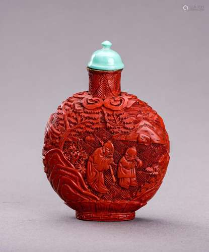 A CINNABAR LACQUER SNUFF BOTTLE, QING DYNASTY