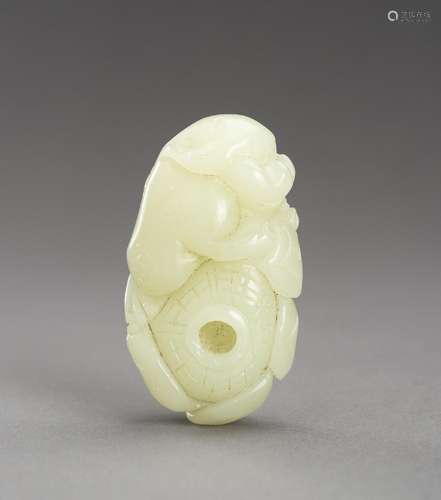 A PALE CELADON \'THREE-LEGGED TOAD\' JADE WATERDROPPER