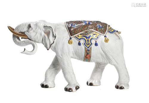 AN EDME SAMSON MODEL OF A CAPARISONED ELEPHANT