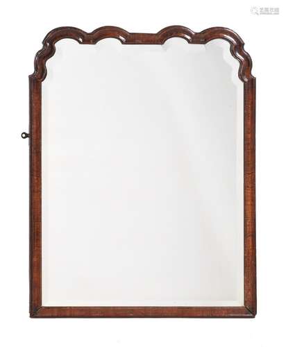 A QUEEN ANNE WALNUT WALL MIRROR