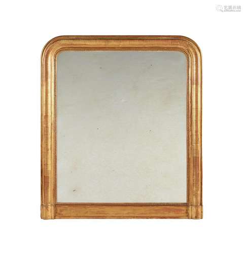 A FRENCH GILTWOOD OVERMANTEL WALL MIRROR