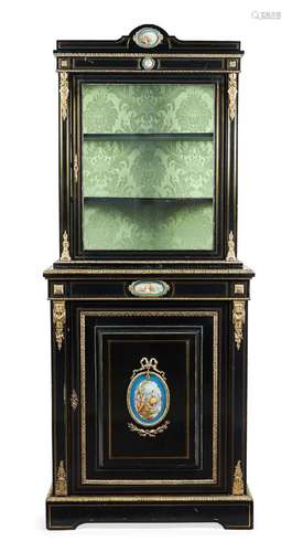 A PAIR OF NAPOLEON III EBONISED AND GILT METAL MOUNTED SIDE ...