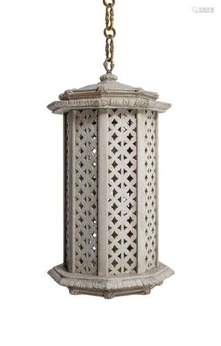 AN ITALIAN PAINTED PLASTER LANTERN