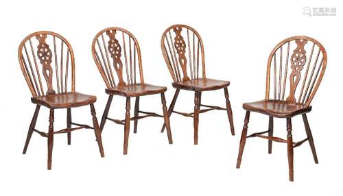 A SET OF FOUR ASH AND ELM WINDSOR CHAIRS