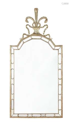 A MODERN SILVERED WOOD WALL MIRROR IN 19TH CENTURY STYLE