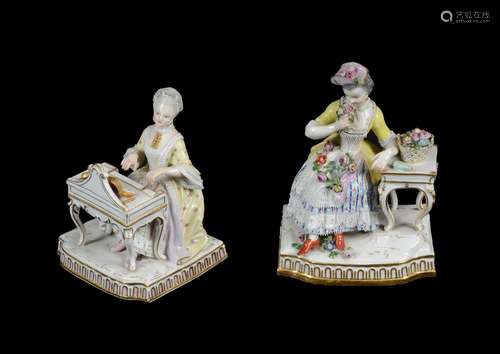 A PAIR OF MEISSEN MODELS EMBLEMATIC OF THE SENSES FROM A SET...