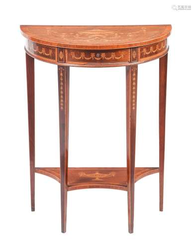 Y AN EDWARDIAN INLAID MAHOGANY AND ROSEWOOD CROSSBANDED SIDE...