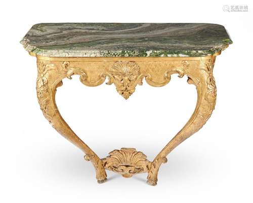 AN ITALIAN GILT WOOD AND COMPOSITION CONSOLE TABLE