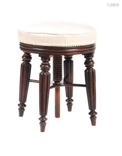 Y  A GEORGE IV ROSEWOOD REVOLVING PIANO STOOL IN THE MANNER ...