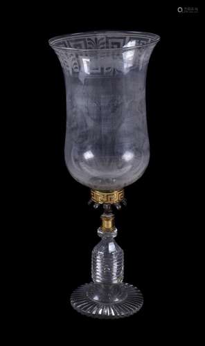 A REGENCY GLASS AND GILT METAL PHOTOPHORE