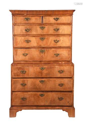 A GEORGE III MAHOGANY CHEST ON CHEST