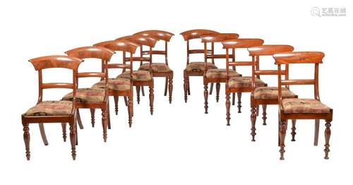 A HARLEQUIN SET OF TEN MAHOGANY DINING CHAIRS