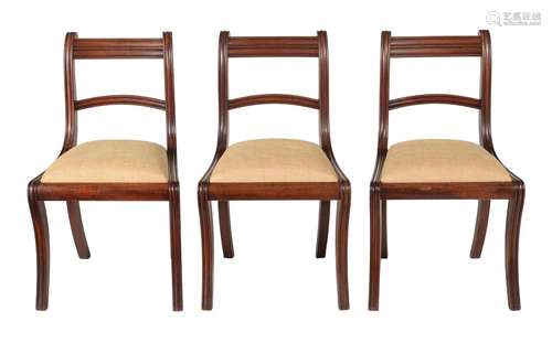 A SET OF THREE REGENCY MAHOGANY SIDE CHAIRS