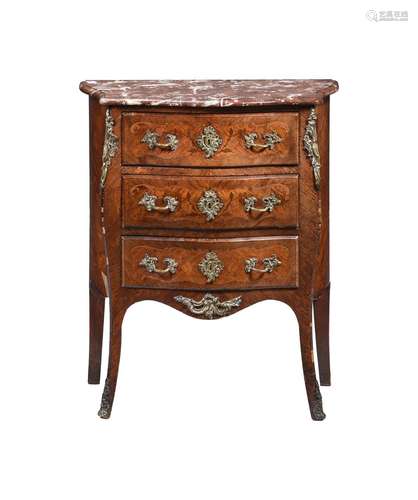 Y A FRENCH KINGWOOD AND MARQUETRY PETIT COMMODE IN LOUIS XV ...