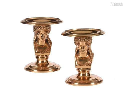 A  PAIR OF POLISHED BRONZE TAZZAS, F. BARBEDIENNE