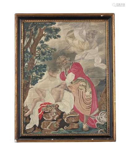 A SILK AND WOOLWORK PICTURE OF THE SACRIFICE OF ISAAC BY ABR...