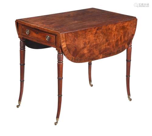 A GEORGE III MAHOGANY AND LINE INLAID PEMBROKE TABLE