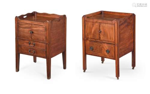 TWO GEORGE III MAHOGANY BEDSIDE NIGHT COMMODES