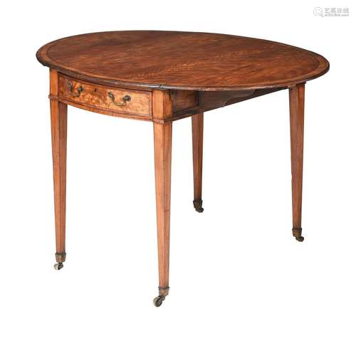 Y A GEORGE III SATINWOOD AND TULIPWOOD BANDED PEMBROKE TABLE