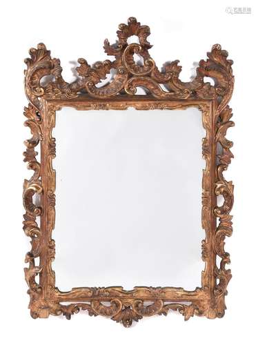 A GILTWOOD WALL MIRROR IN 18TH CENTURY STYLE